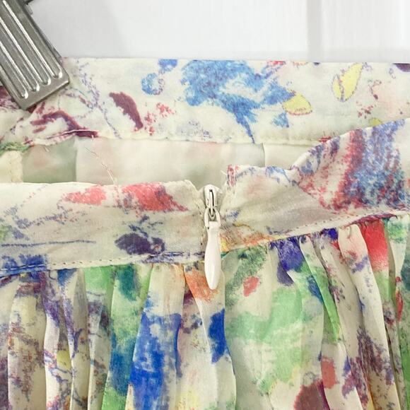 NWOT PURE SUGAR Skirt S Multicolor Abstract Print Pleated Faux-Wrap Midi-Length - Picture 6 of 10